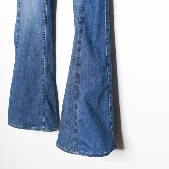 J Brand Jeans Size 26 Womens Blue Bliss Contrast Patchwork Stripe Flare 90's Y2K - Picture 7 of 12